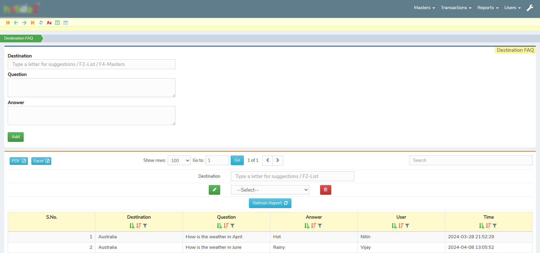 Master Destination FAQ